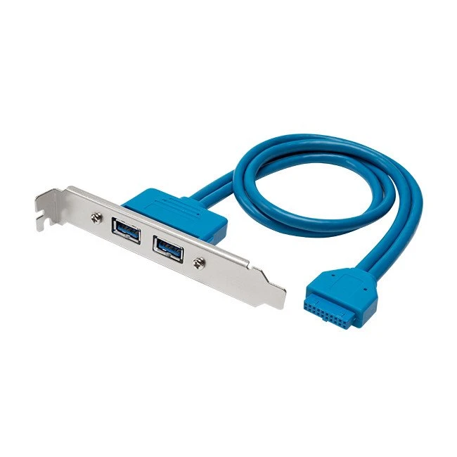 Placa base de 20pins a cable femella dual USB3.0 A amb suport PCI