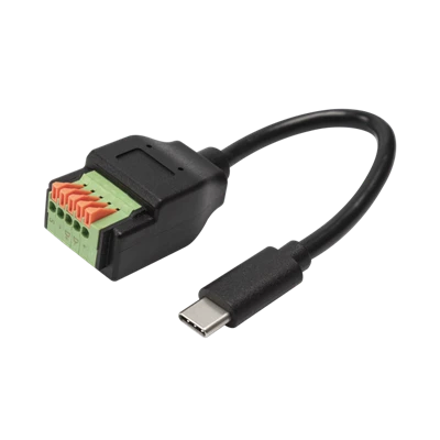 Cable USB tipus C mascle a bloc de terminals de 5 pins amb polsador