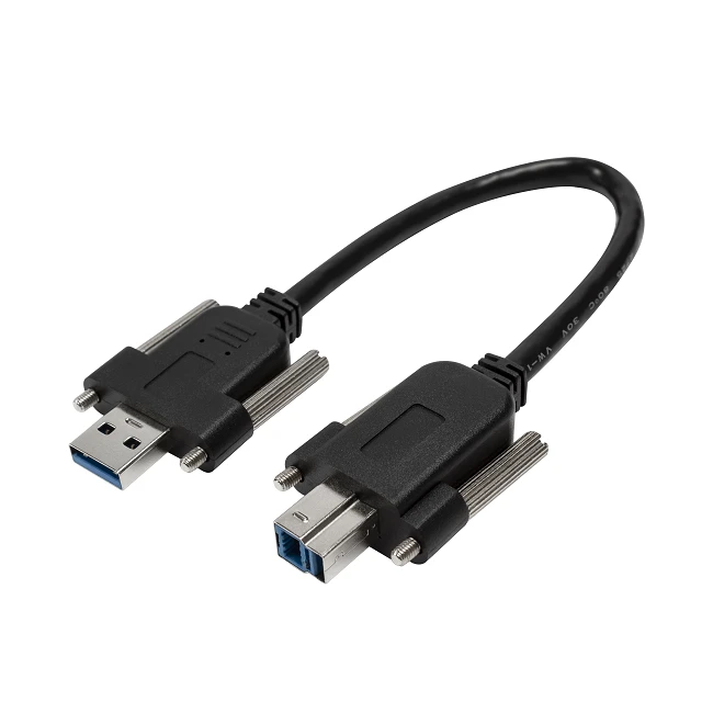USB 3.0 SuperSpeed A Male To B Male Cable With Screw Lock